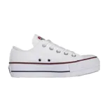 Zapatillas Converse Chuck Taylor All Star con plataforma, de lona color blanco, caña baja, cordones de poliéster y ojalillos metálicos.