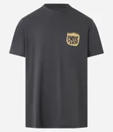 Remera gris de algodón con cuello redondo y manga corta. Estampado en el pecho con el logo de la banda Pink Floyd.