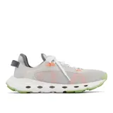 Zapatillas Columbia Drainmaker XTR para mujer, color gris claro con detalles en naranja y verde. Capellada de malla de secado rápido, entresuela ligera con puertos de drenaje y suela de goma con micro ranuras para mayor tracción.