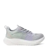 Championes grises de mujer, con capellada de tejido de punto y suela blanca con plataforma.