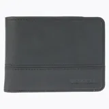 Billetera unisex de cuero reciclado color negro, con diseño compacto y elegante.