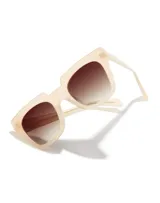 Gafas de sol Hawkers Row unisex, con montura cuadrada color crema y lentes marrones degradadas.