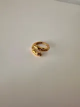 Anillo dorado de acero quirúrgico hipoalergénico, con diseño de serpiente enroscada y textura irregular.