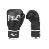 Guantes de boxeo Everlast Core negros con detalles en blanco, diseñados para entrenamiento y sparring.