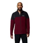 Polar Columbia para hombre, color vino tinto (Rich Wine) con canesú y hombros en negro. Presenta cierre frontal completo y bolsillos laterales con cremallera.