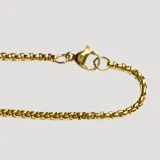 Collar de acero dorado con cadena de eslabones redondos y cierre de mosquetón.