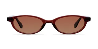 Lentes de sol ovalados con montura fina color marrón y lentes marrones polarizadas.