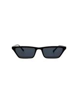 Lentes de sol negros con forma rectangular y patillas delgadas.
