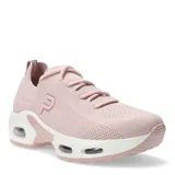 Championes rosados de tela con suela blanca con cámaras de aire.