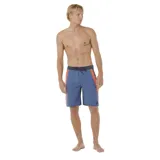 Short de baño Rip Curl Mirage Giant Prawn, color azul con laterales en naranja y cintura en azul oscuro.