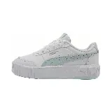 Zapatillas Puma Carina Mia de cuero sintético blanco con detalles en celeste.