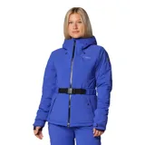 Campera de esquí Columbia Titanium Cirque Bowl Jacket color azul con cinturón negro ajustable, capucha ajustable compatible con casco, ventilación en las axilas, faldón antipolvo, múltiples bolsillos y puños cómodos con orificios para los pulgares.