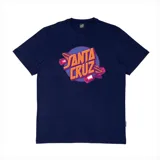 Remera azul marino de manga corta con estampado del logo de Santa Cruz en el frente.