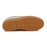 Championes Diadora Bamtelo Lifestyle Junior, color verde agua con detalles en rosado, celeste y suela marrón.