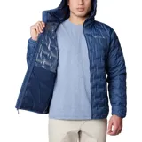 Campera de plumas Columbia Delta Ridge II Down, color negro, con capucha y forro termorreflectante Omni-Heat. Resistente al agua y con tecnología Heat Seal para mantener el calor.