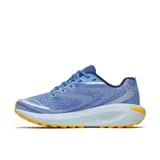 Zapatillas de running Merrell Morphlite para mujer, color azul con detalles en amarillo y blanco.