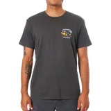 Remera de algodón negro con estampado gráfico en el pecho, de manga corta.