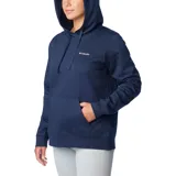 Buzo negro con capucha y bolsillo tipo canguro. Logotipo de Columbia estampado en blanco en el pecho.