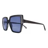 Lentes de sol Prune de acetato color gris oscuro, con forma cuadrada y cristales color azul.