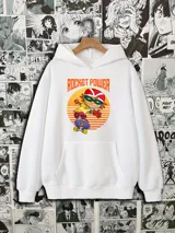 Canguro blanco con capucha y bolsillo delantero, con estampado de Otto Rocket de la serie Rocket Power.