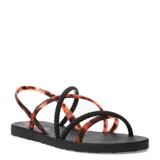Sandalias Ipanema Diversa Verao, con base negra y tiras combinadas en color carey y negro trenzado.
