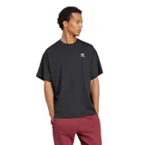 Remera negra holgada de Adidas con logo blanco bordado en el pecho.