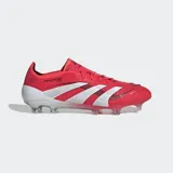 Championes de fútbol Adidas Predator Elite color rojo con detalles en blanco y suela transparente con tapones.
