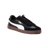 Championes Puma Club II Era, color negro con detalles en blanco y suela marrón.