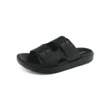 Sandalias tipo slide color negro con doble tira ajustable con hebillas.
