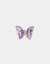 Anillo dorado con dos mariposas de strass tornasol.
