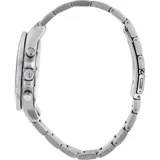Reloj de acero inoxidable con caja de 43 mm, mecanismo Miyota y cristal mineral, resistente al agua hasta 10 ATM.