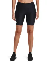 Calza corta de ciclismo Under Armour Tech Bike Short, color azul eléctrico, con cintura alta y logo estampado en la pierna izquierda.