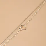 Pulsera de plata 925 con doble cadena, una de eslabones y otra de serpiente, con dije de corazón calado.