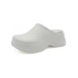 Zueco blanco de plataforma con diseño ergonómico y suela antideslizante.