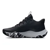 Championes de básquet Under Armour UA Jet 23, color negro con detalles dorados y suela blanca.