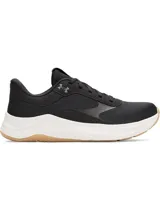 Championes Under Armour UA W Aurora 3 para mujer, color negro con logo blanco, ideales para entrenamiento. Diseñados para brindar soporte y amortiguación.