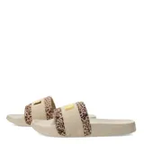 Sandalias Puma Leadcat 2.0 Animal Flair, color beige con estampado animal print y logo dorado.