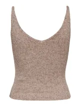 Top de punto color beige con breteles anchos y escote en V.