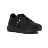 Championes urbanos Comfortflex color negro, con cordones elásticos y detalles dorados.