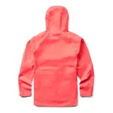 Campera impermeable Merrell Fallon color coral con capucha ajustable, cierre frontal con cremallera bidireccional, dos bolsillos con broche y puños ajustables con velcro.
