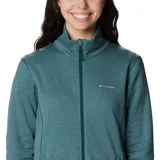 Campera polar Columbia con cierre frontal, bolsillos laterales con cierre y orificios para pulgares.