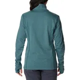 Campera polar Columbia con cierre frontal, bolsillos laterales con cierre y orificios para pulgares.