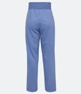 Pantalón clochard celeste de algodón y poliéster, con cintura elástica ancha.