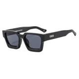 Lentes de sol unisex con montura cuadrada de acetato color blanco y lentes rectangulares color negro. Incluye estuche.