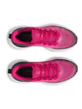 Championes de running Under Armour UA W Infinite, color fucsia con detalles en negro y blanco.