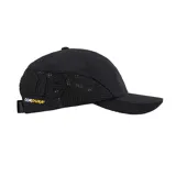 Gorra negra de Supreme, modelo Mesh 6 Panel, con paneles frontales de tela lisa y paneles laterales de malla.