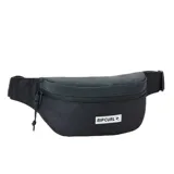Riñonera negra con logo Rip Curl estampado en blanco.