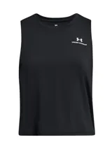 Musculosa deportiva Under Armour Vanish Energy Crop, color gris con logo en el pecho.
