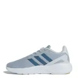 Championes Adidas Lift Style color gris con detalles en azul y suela blanca. Zapatillas de running con tecnología Cloudfoam para mayor amortiguación y comodidad.