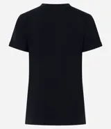 Remera tipo t-shirt de algodón, color beige claro, con cuello redondo y mangas cortas dobladas.